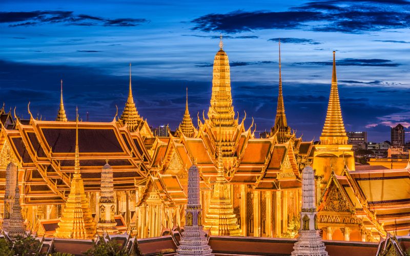 Bangkok, Thailand at the Temple of the Emerald Buddha and Grand Palace.