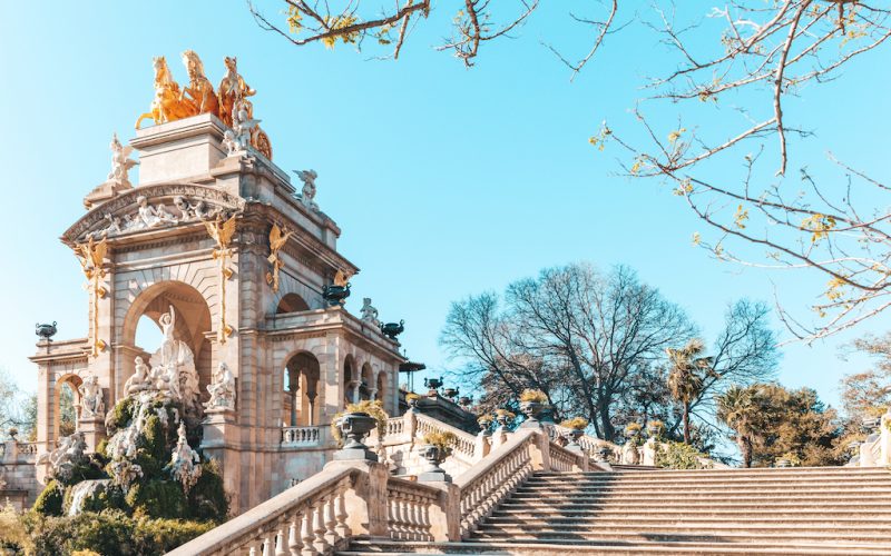 Cascada del Parque de la Ciudadela. Close up shot of monument in popular Barcelona Ciutadella Park