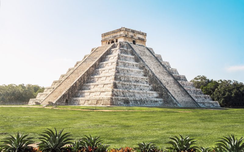 Mayan Temple pyramid  of Kukulkan, - Chichen Itza, Yucatan, Mexico