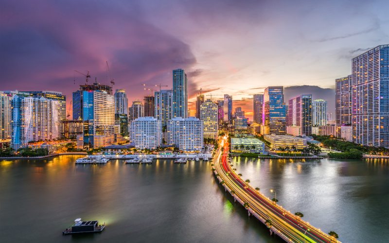 Miami, Florida, USA downtown city skyline.