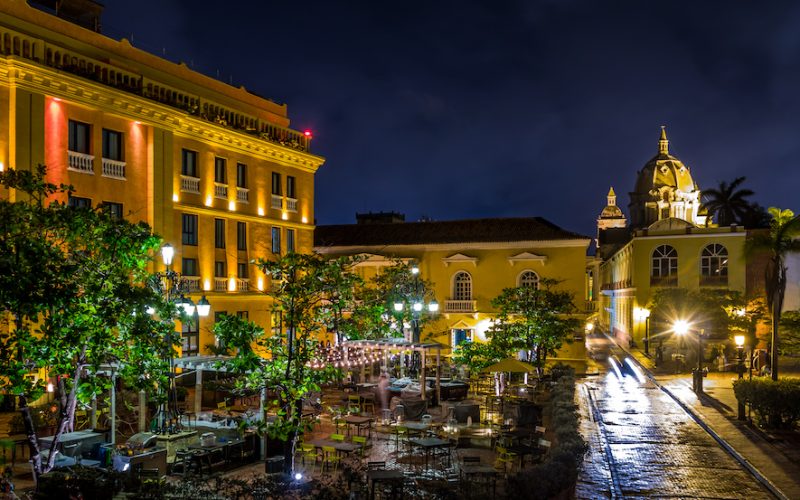 Old Walled City of Cartagena at night