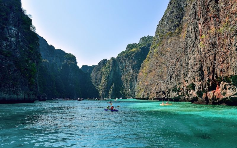 Pure turquoise sea and rocks on the Phi Phi islands, Thailand