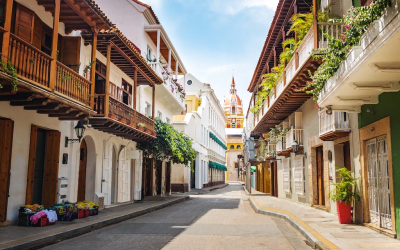 Street view and Cathedral - Cartagena de Indias, Colombia